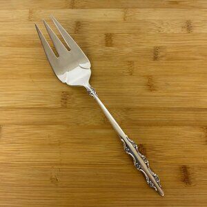International Silver Empress Large Solid Cold Meat Serving Fork Silverplate 1969